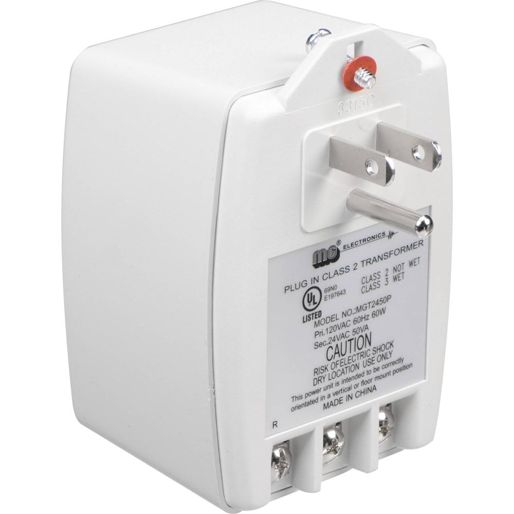 MG Electronics MGT-2450P Fuente de Alimentación AC Clase II (24VAC, 50VA) con Conector a Tierra de T