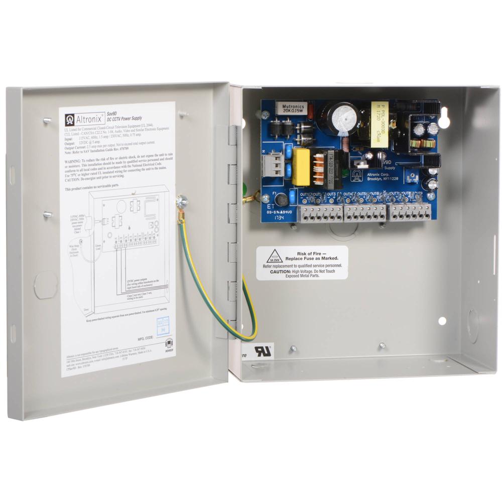 ALTRONIX Sav9D Fuente de Alimentación 12VDC con 9 Salidas para Cámaras CCTV, Protección contra Corto