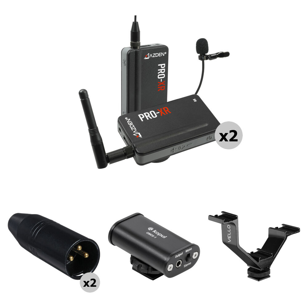 Azden PRO-XR Kit de Micrófono Lavalier Inalámbrico Digital para Cámara - Sistema de 2 Personas (2.4