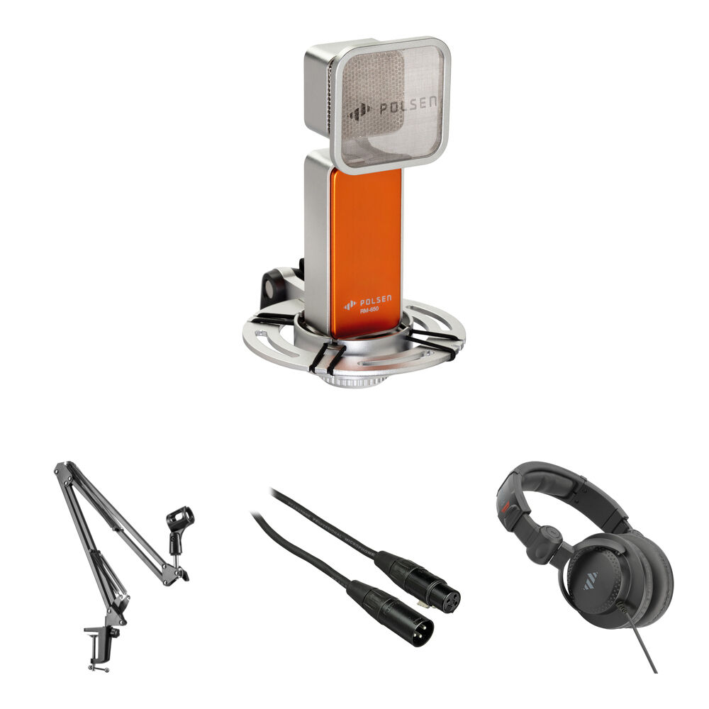 Kit de Micrófono de Condensador Polsen RM-650 con Brazo de Suspensión, Auriculares Cerrados y Cable