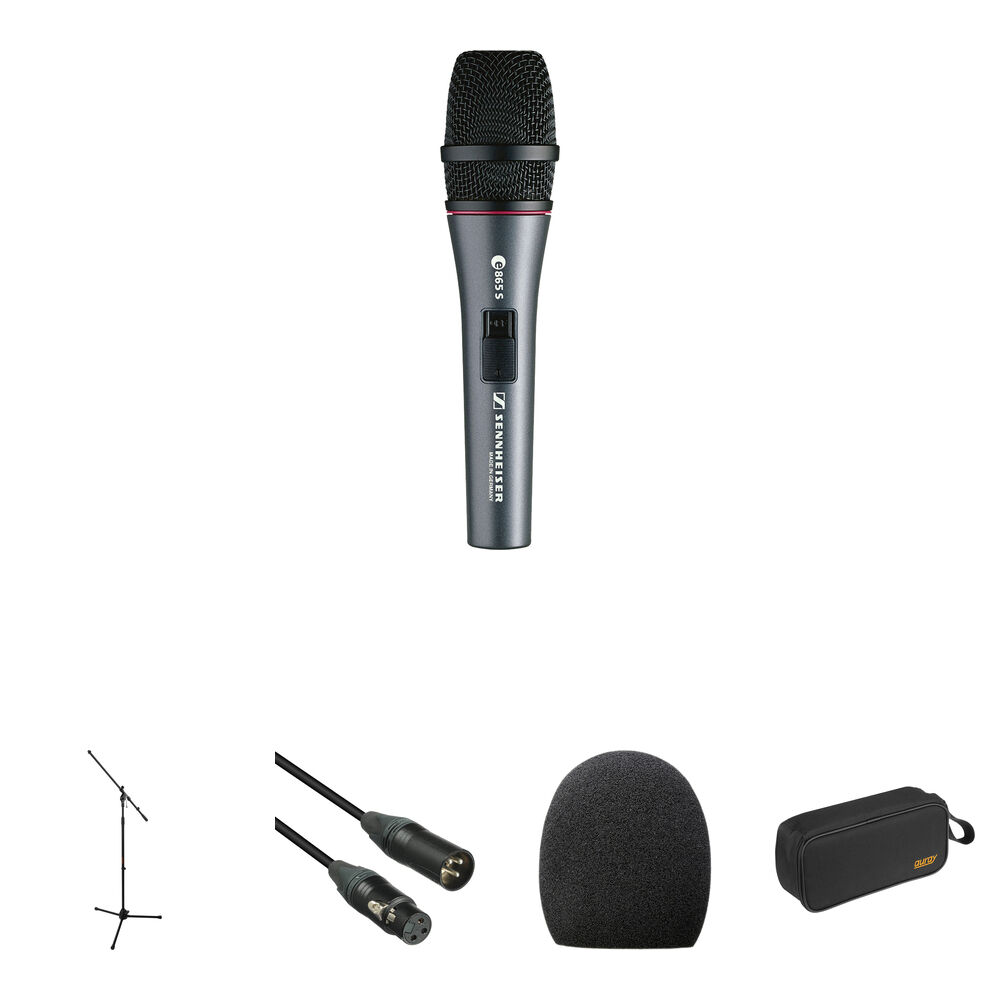 Kit de Micrófono de Condensador de Mano Sennheiser e 865S con Soporte de Trípode, Cable XLR, Filtro