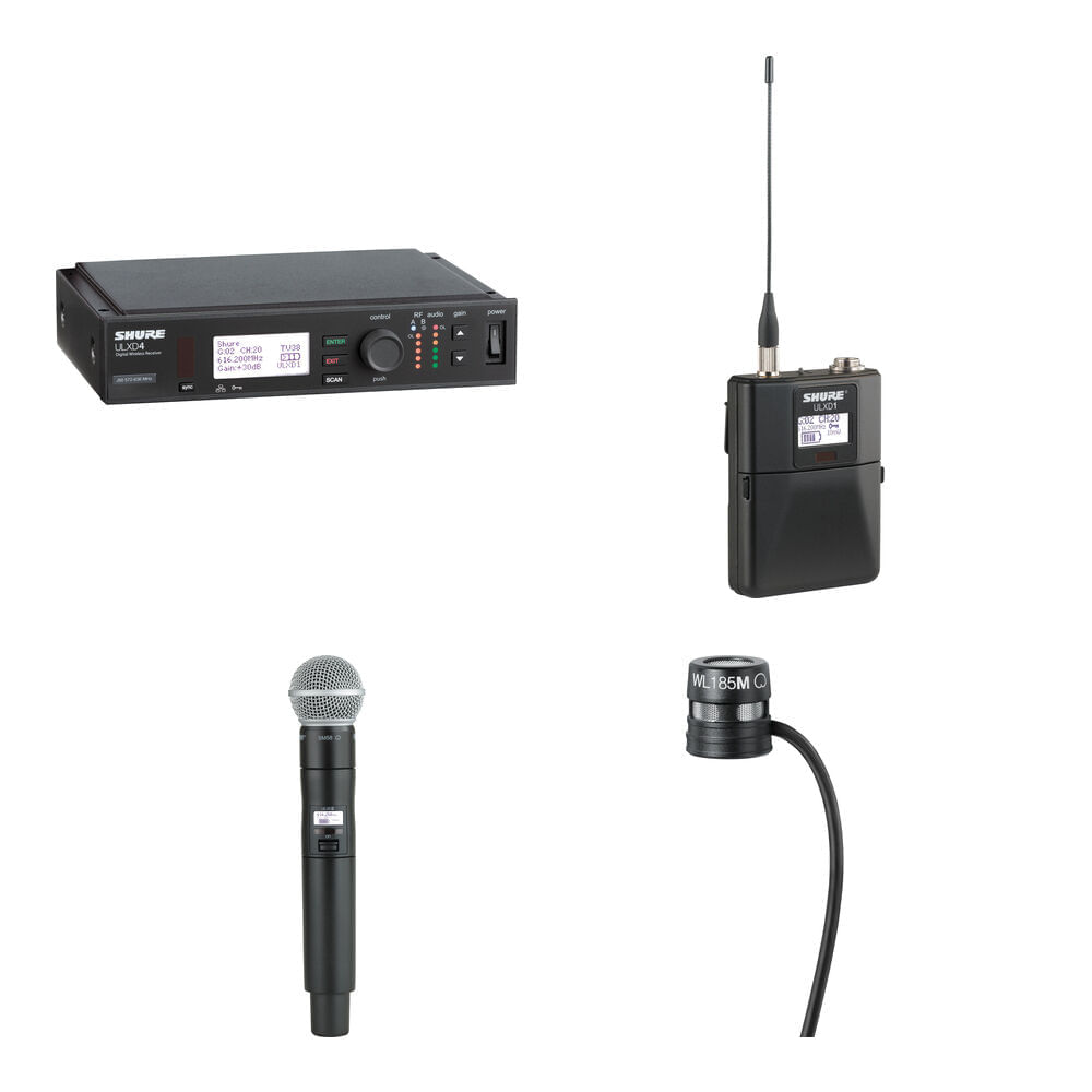 Kit de Micrófono Inalámbrico Digital Shure ULX-D con Transmisor de Mano y Lavalier SM58 (G50: 470 a