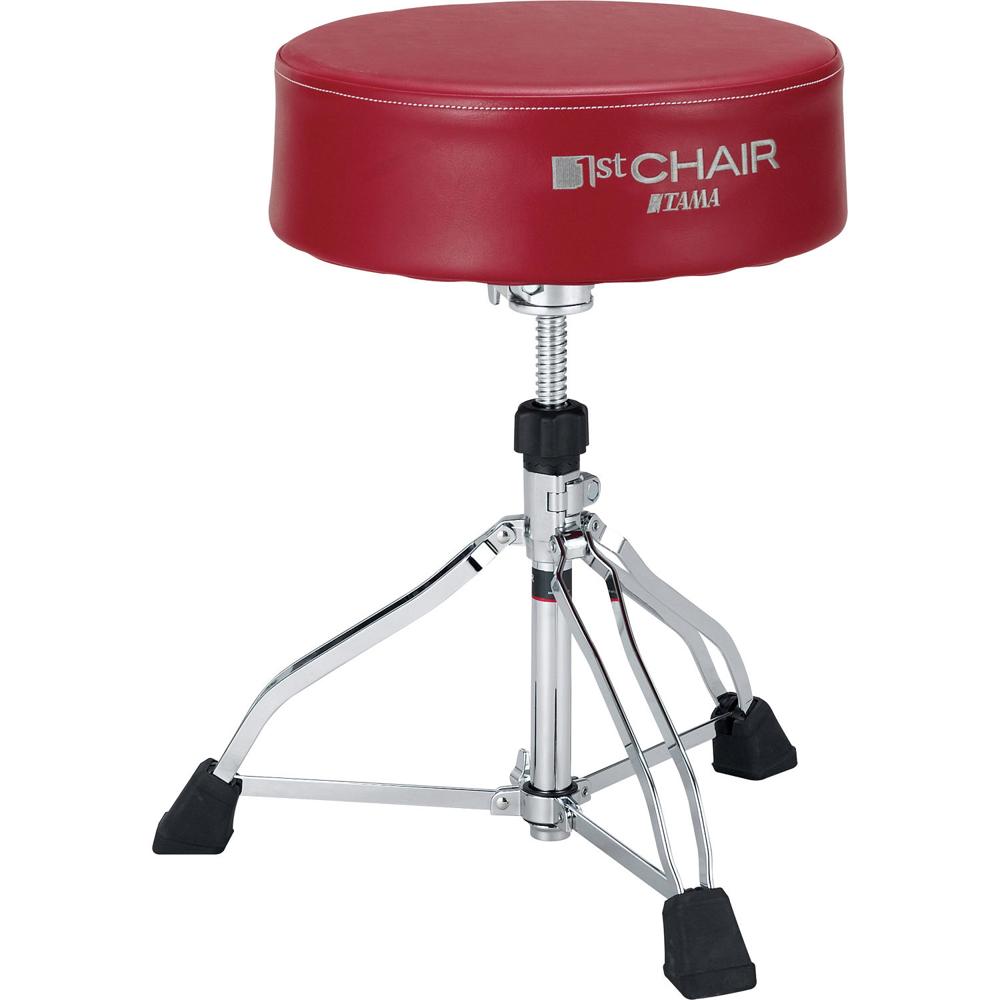 TAMA HT830R Silla de Tambor Redonda XL Trio con Asiento Rojo - Ajuste de Altura, Sistema de Bloqueo