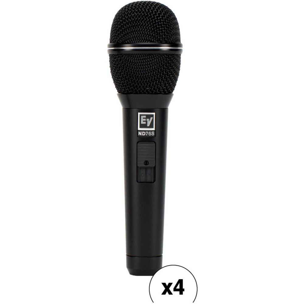 Micrófono Vocal Dinámico Electro-Voice ND76S Cardioide con Interruptor de Silencio (Paquete de 4) -