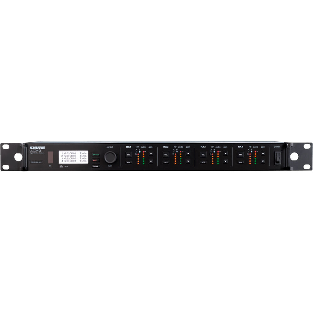Receptor Inalámbrico Digital Shure ULXD4Q-GV de Cuatro Canales con Encriptación Siempre Activa para