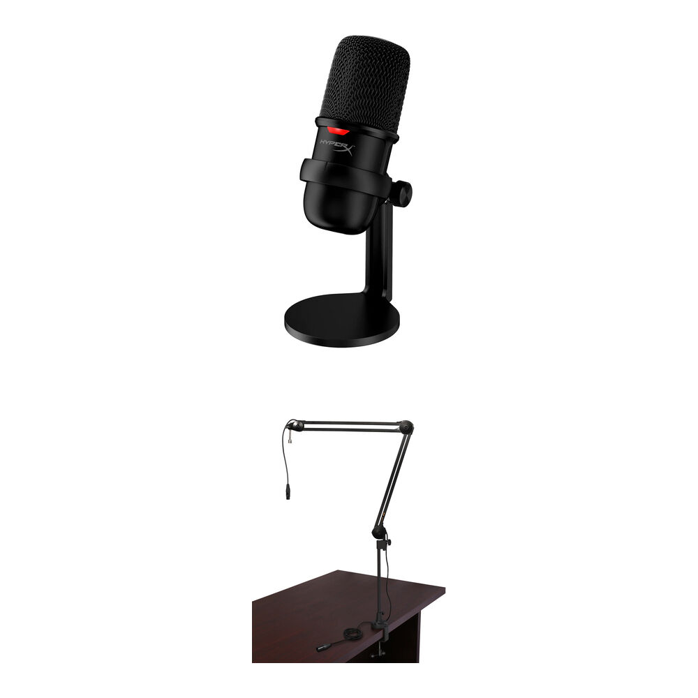 Micrófono USB HyperX SoloCast y Kit de Brazo de Transmisión para Streaming, Podcasts y Conferencias