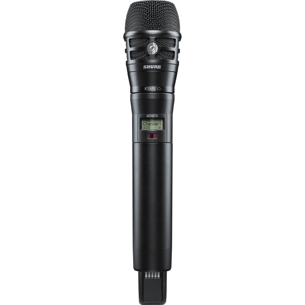 Shure ADX2FD/K8B Micrófono Inalámbrico Digital de Mano con Cápsula KSM8 (G57: 470 a 616 MHz, Negro)