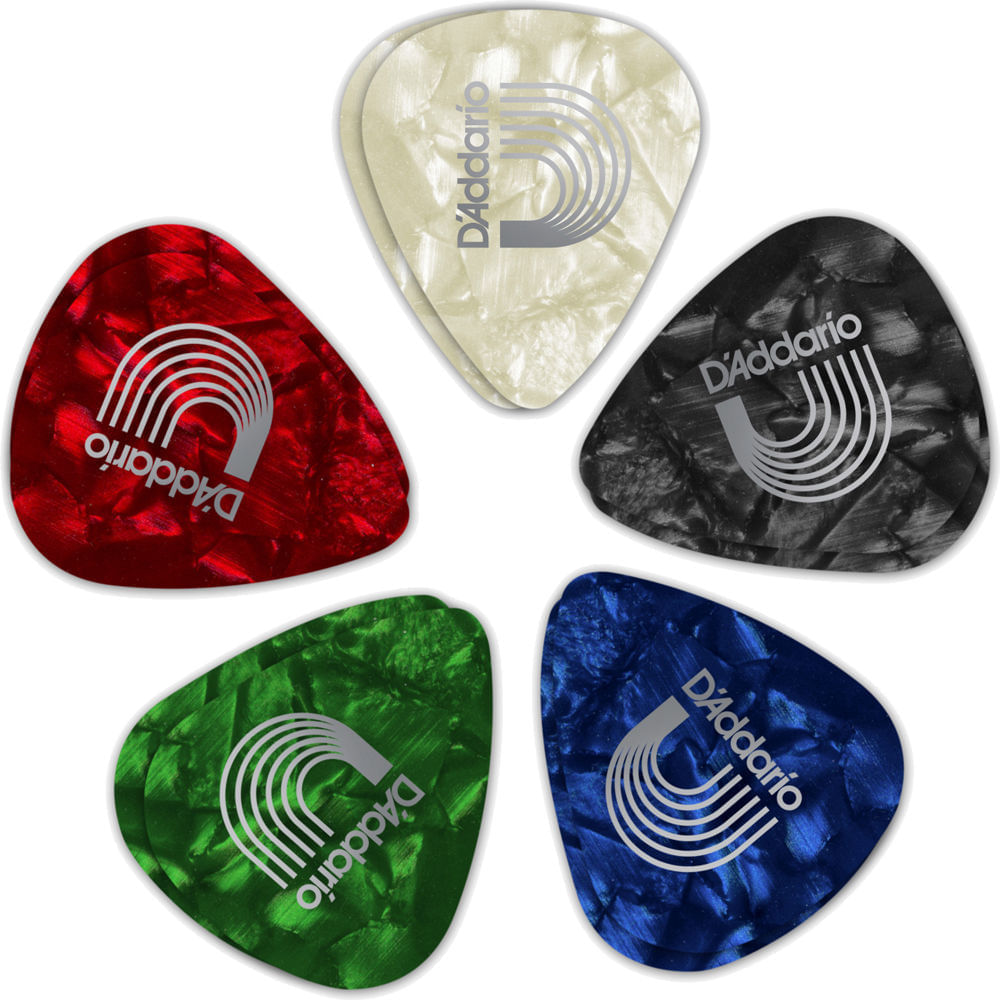 D'Addario Classic Pearl Celluloid Guitar Pick Assortment 10-Pack (Heavy) - 1.00mm, Tamaño Estándar,