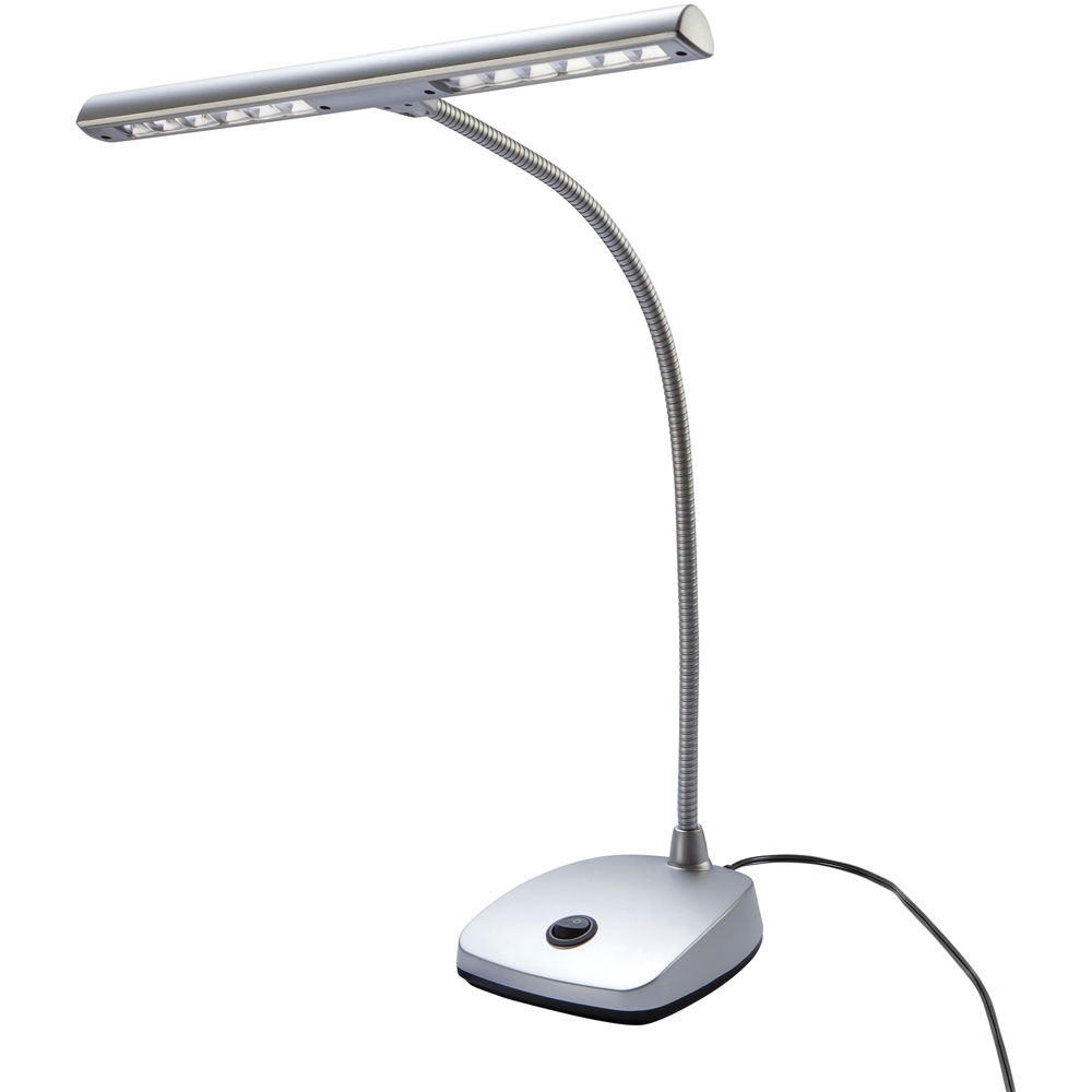 Lámpara LED para Piano K&M 12297 (Plata) - 12 LEDs, 2500 Lux, Flexible 16.4"", Base Robusta, Incluye