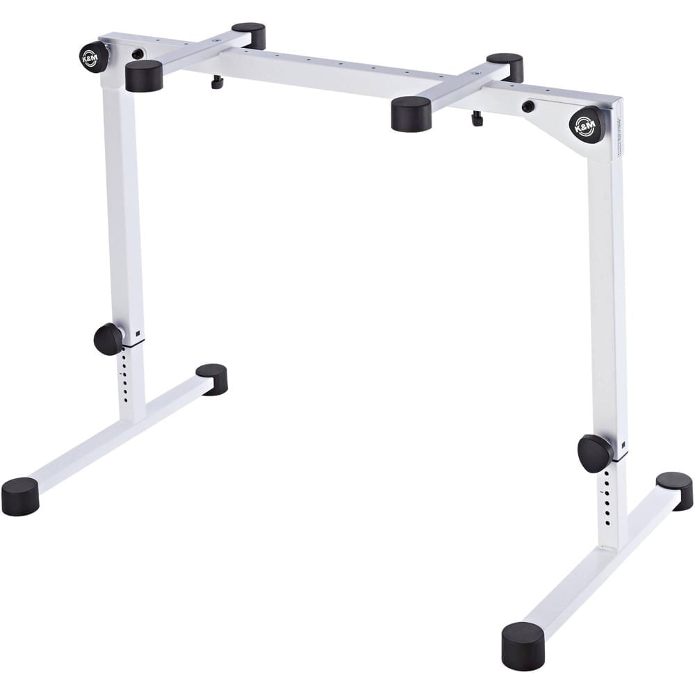 Soporte de Teclado K&M 18820 Omega Pro Estilo Mesa con Patas Plegables (Blanco) - Altura Ajustable,