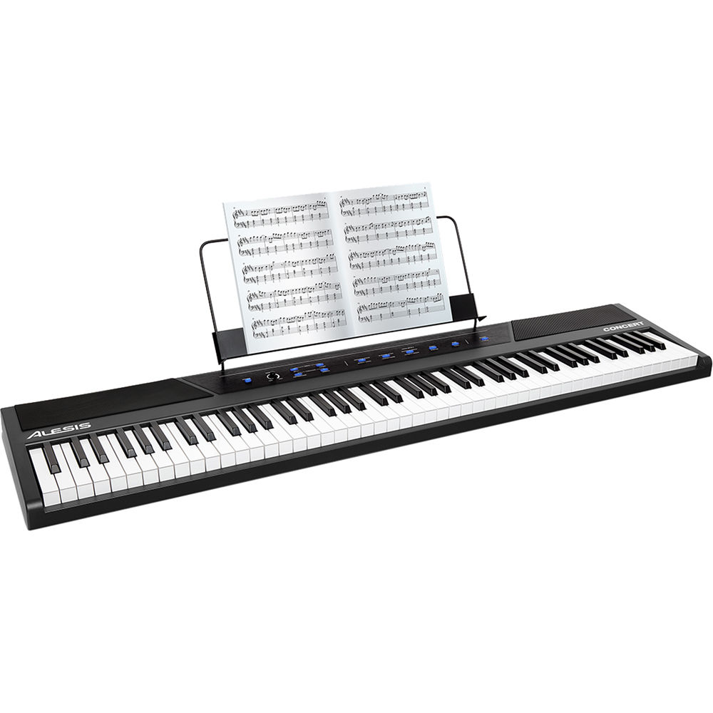 Piano Digital Alesis Concert de 88 Teclas de Tamaño Completo con Respuesta Táctil Ajustable y Voces