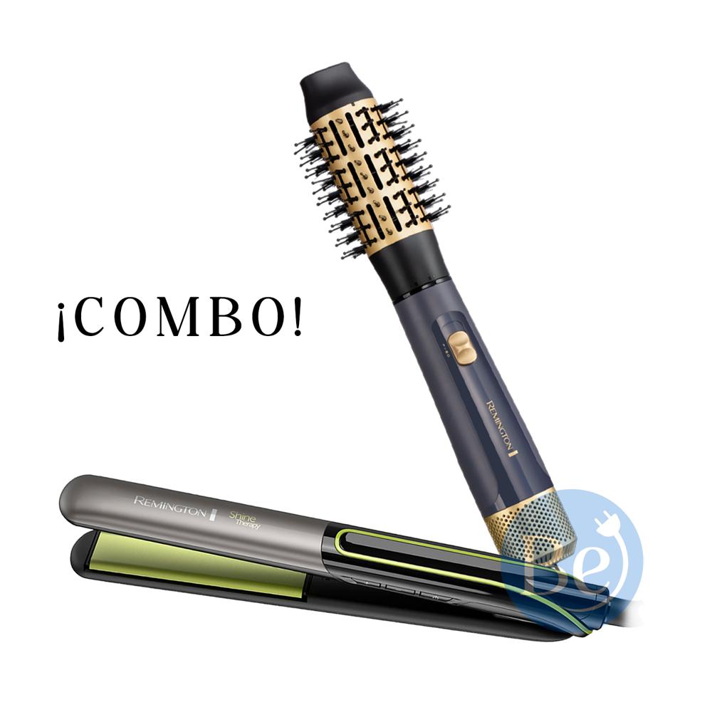 Combo Remington Alisadora Shine Therapy S12A y Cepillo Sapphire Luxe AS20A