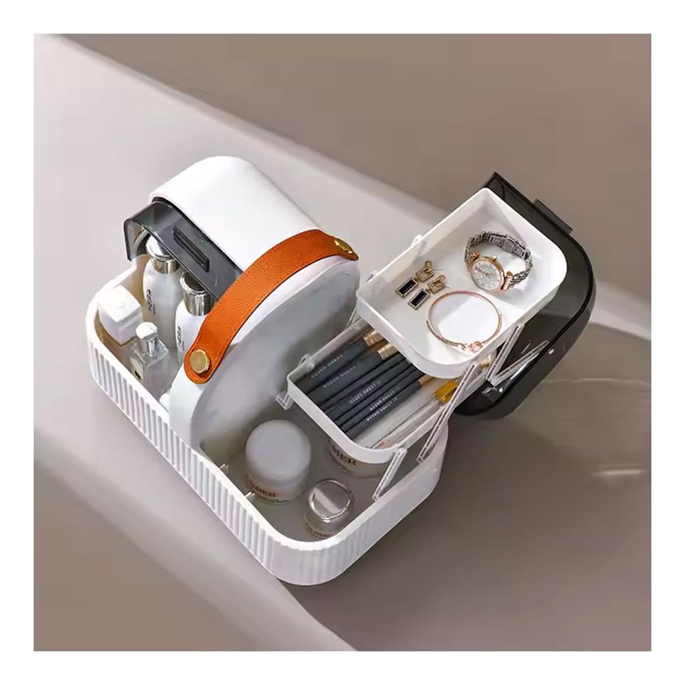 Organizador De Cosméticos Maquillaje Joyas 4 espacios Portátil Blanco