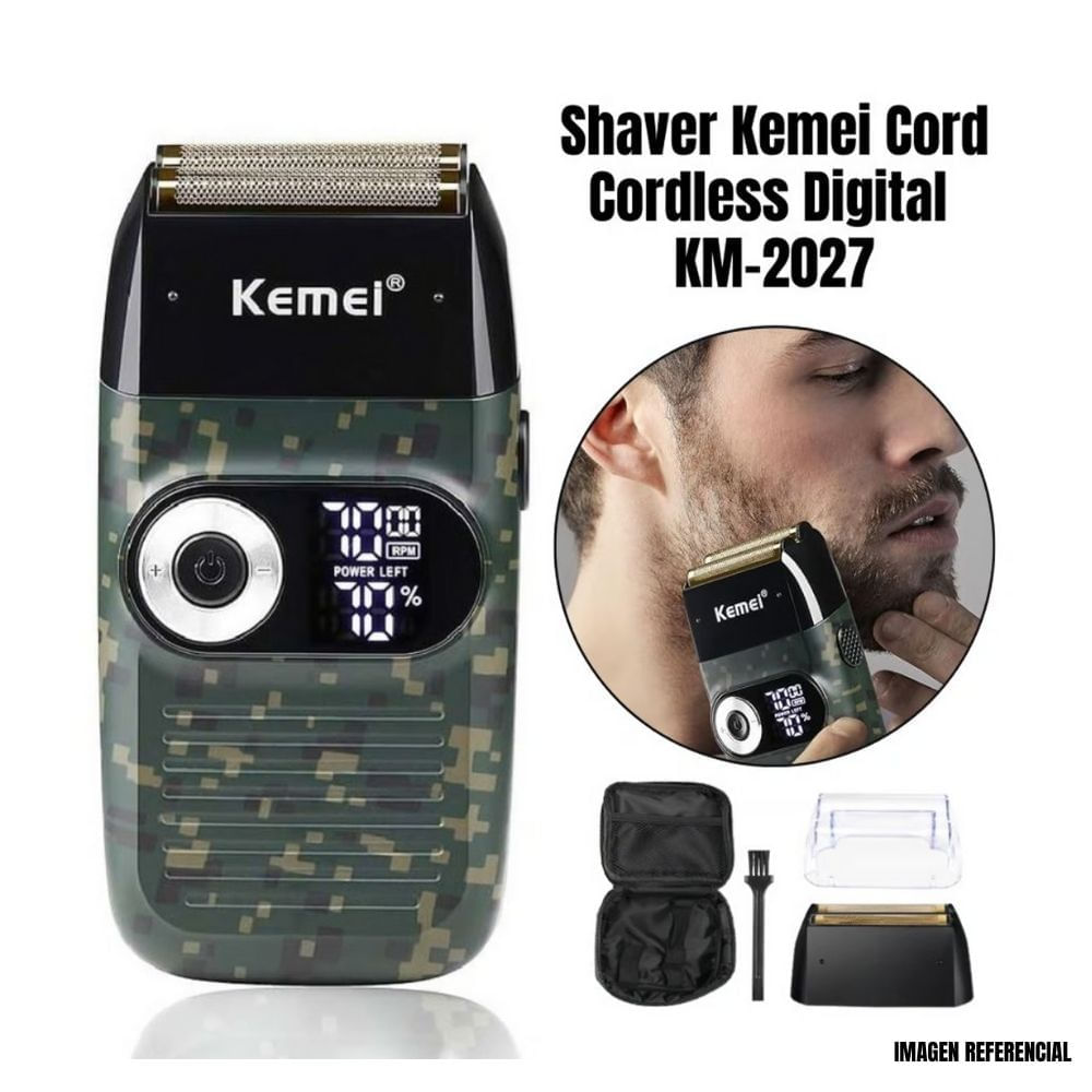 Shaver Kemei Cord Cordless Digital KM 2027