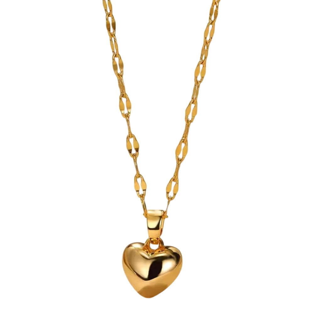 Collar Corazón Clásico –Acero inoxidable Enchapado en Oro de 18K