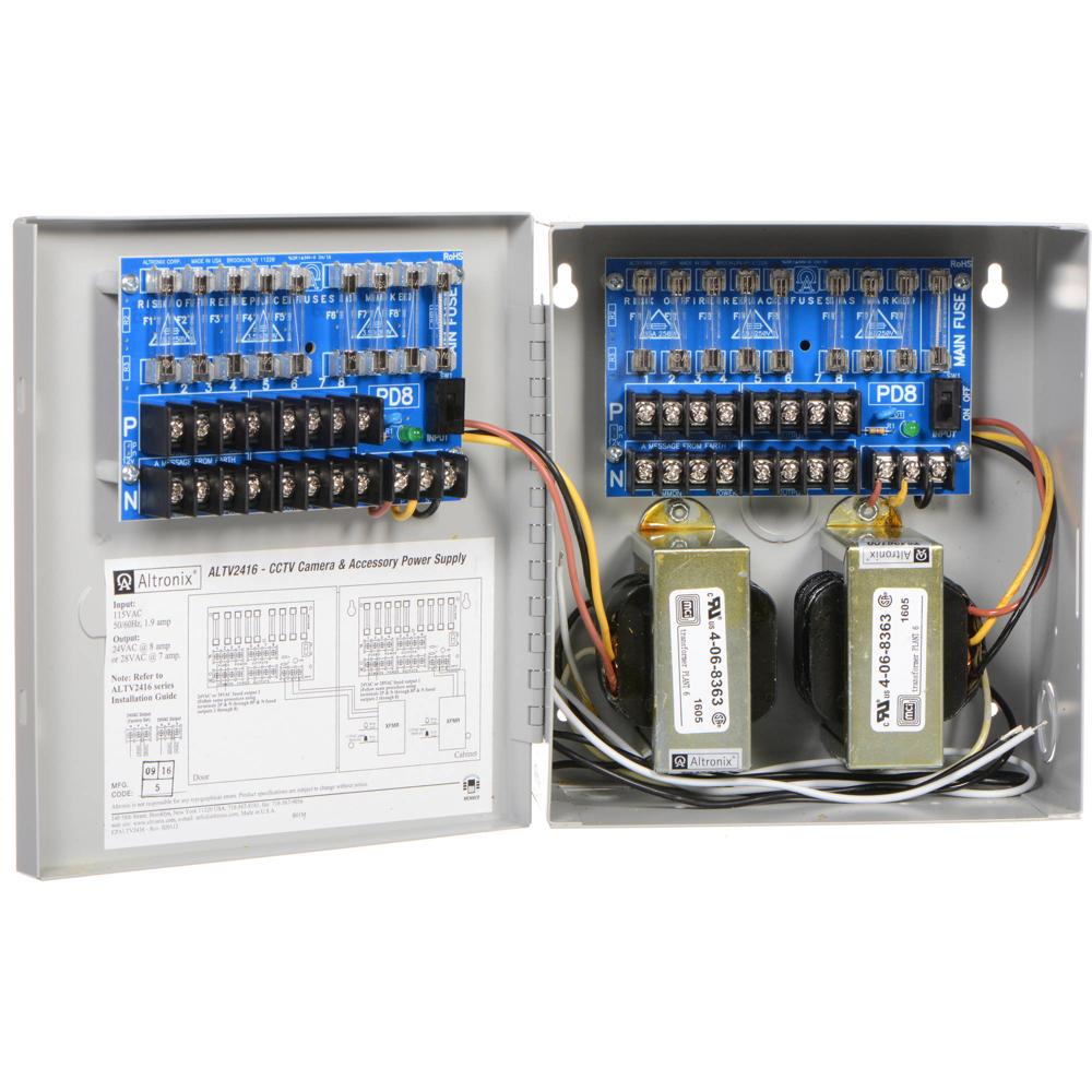 Fuente de Alimentación ALTRONIX de 16 Salidas (24 VAC @ 8A / 28 VAC @ 7A) para Cámaras CCTV y Acceso