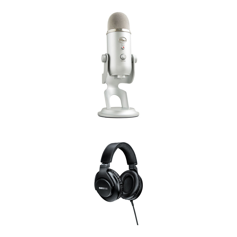 Kit de Micrófono Condensador USB Blue Yeti con Auriculares - Ideal para Podcasting, Streaming, ASMR