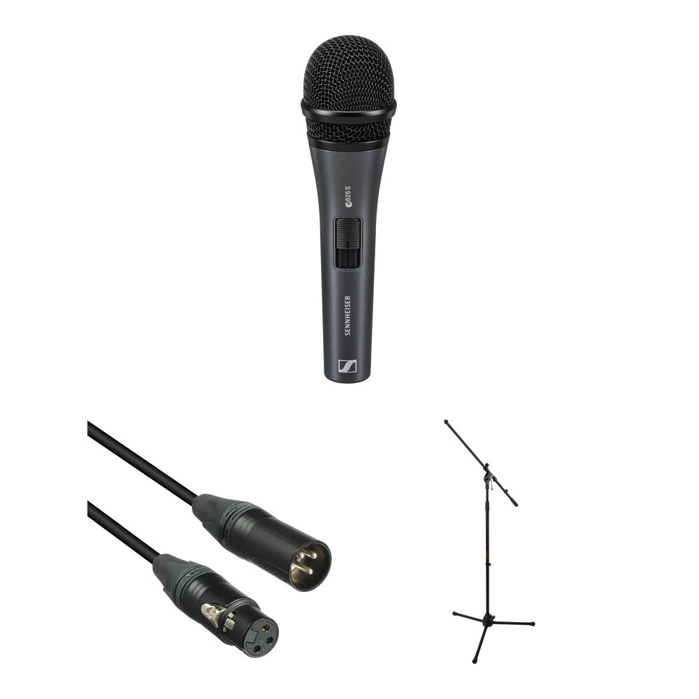 Micrófono Vocal Dinámico Sennheiser e 825-S con Soporte y Kit de Cable - Incluye Micrófono de Mano,
