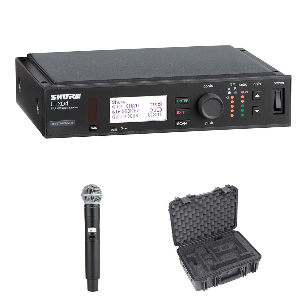Kit de Micrófono Inalámbrico Digital Shure ULX-D con Cápsula SM58 (J50A: 572 a 608 + 614 a 616 MHz)
