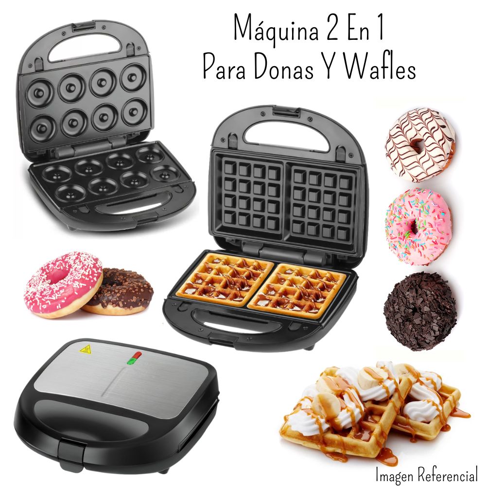 Maquina Para Hornear Donas Y Waffles 2 En 1 Raf 850watts