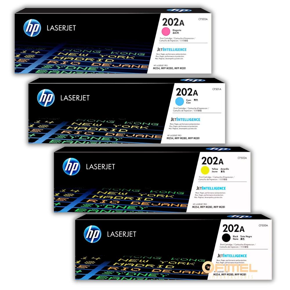 Kit Toner HP 202A Negro Cyan Magenta Amarillo Original