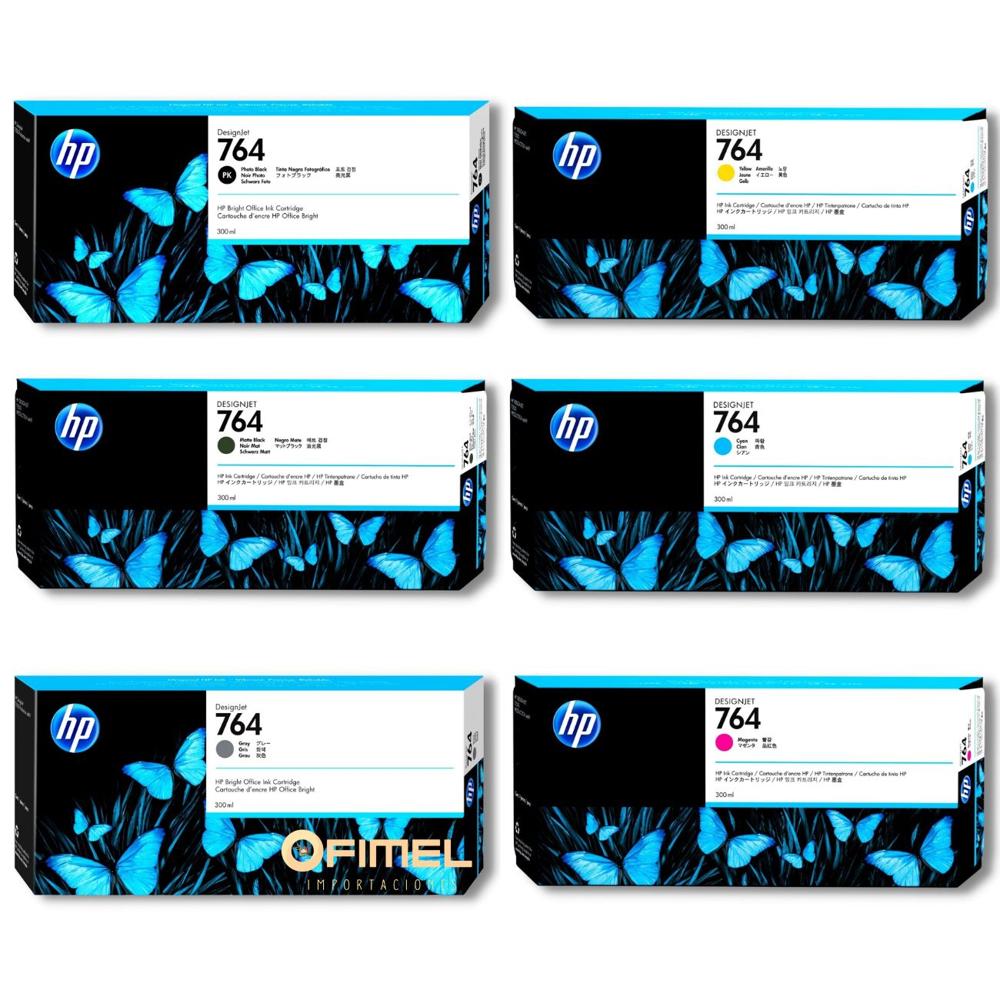 Kit Tinta HP 764A Mate Negro Cyan Magenta Amarillo Negra Fotografica Gris Original