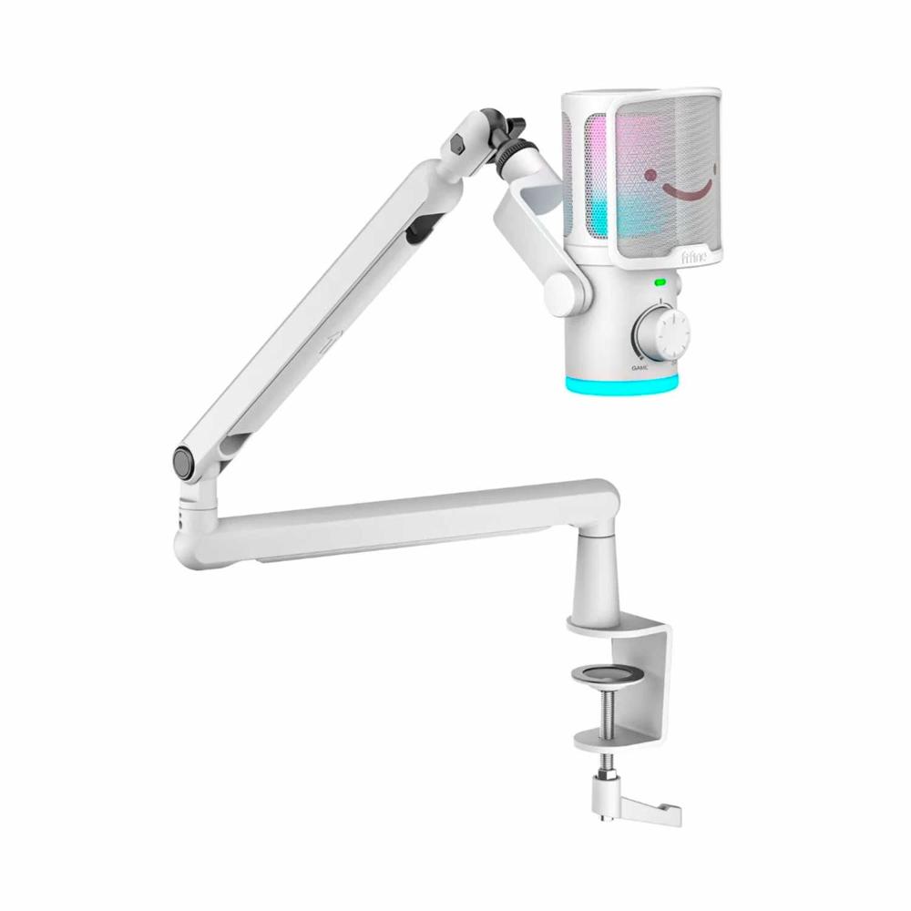 Microfono Gamer Fifine Tam6 Con Brazo White