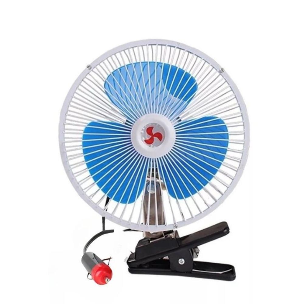 Ventilador Portátil Multifunción de 3 Aspas con Pinza Para Auto 24V Celeste