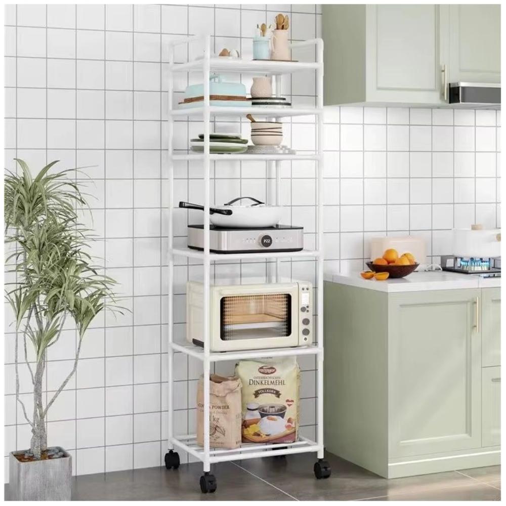 Estante Organizador de Cocina Multiusos 6 Niveles con Ruedas 170x42x32cm Blanco
