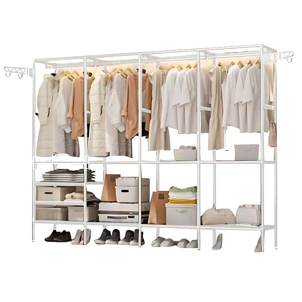 Ropero Colgador Organizador de Ropa Cuerpos 173x213x36cm Blanco