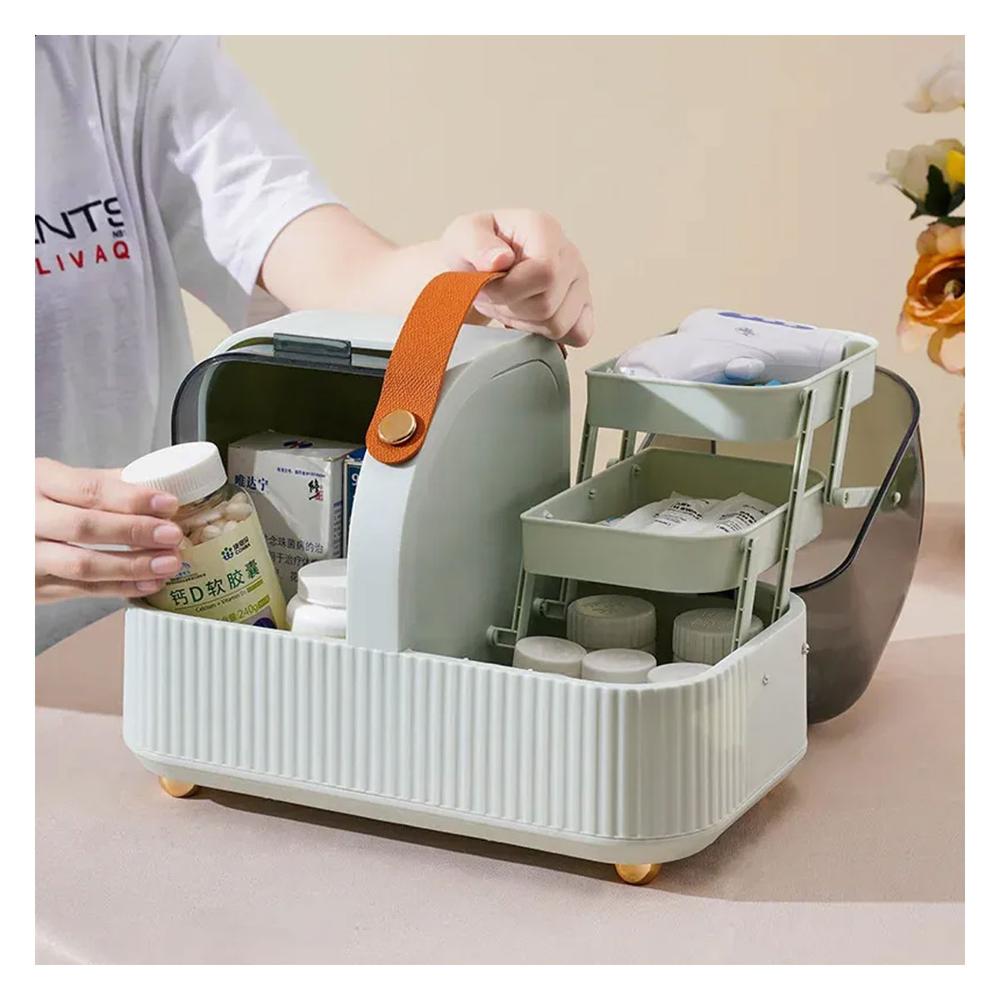 Organizador De Cosméticos Maquillaje Joyas 4 espacios Portátil Verde agua