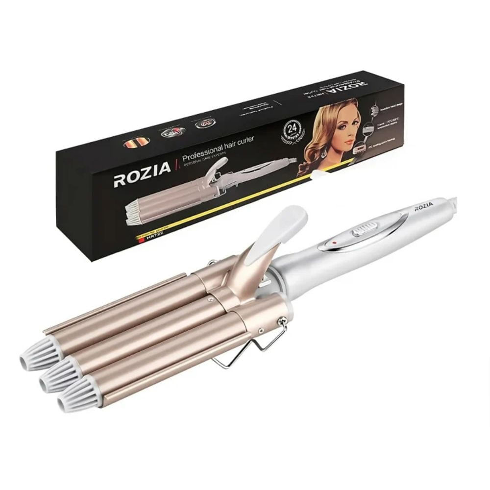 Rizador de Cabello Triple Tenaza Dorado Rozia