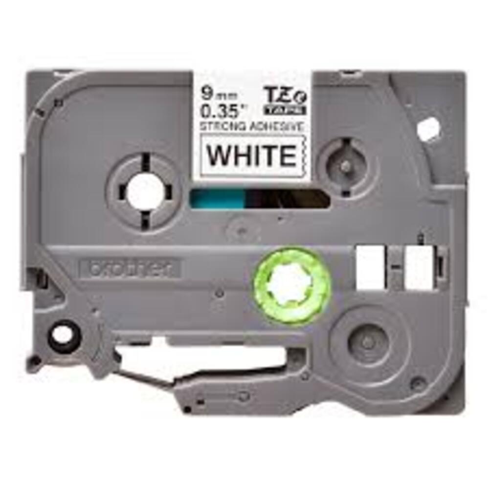 CINTA ADHESIVA FUERTE BROTHER TZE-S221 3/8P (9MM) NEGRO SOBRE BLANCO 8 METROS P/N: TZES221