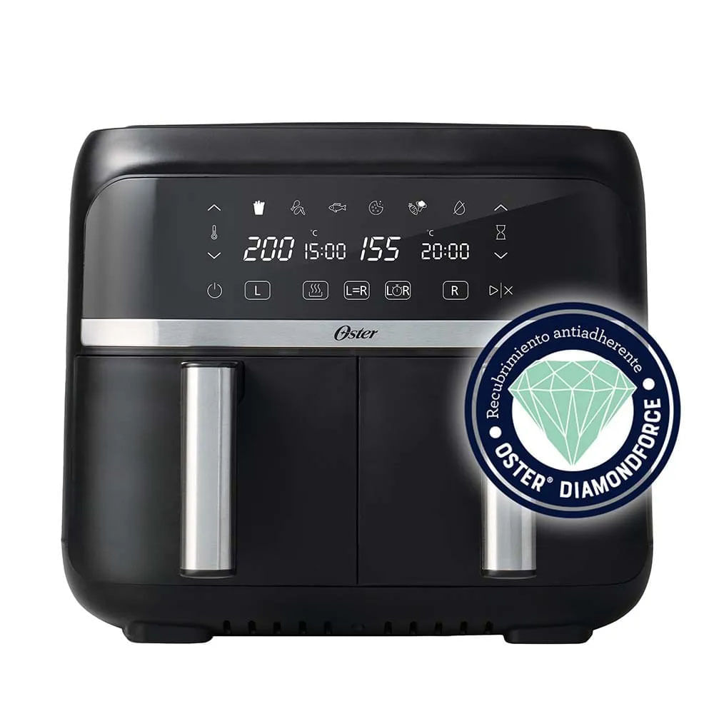 Freidora de aire dual Oster® CKSTAF7MCDDF de 7.6L con recubrimiento DiamondForce