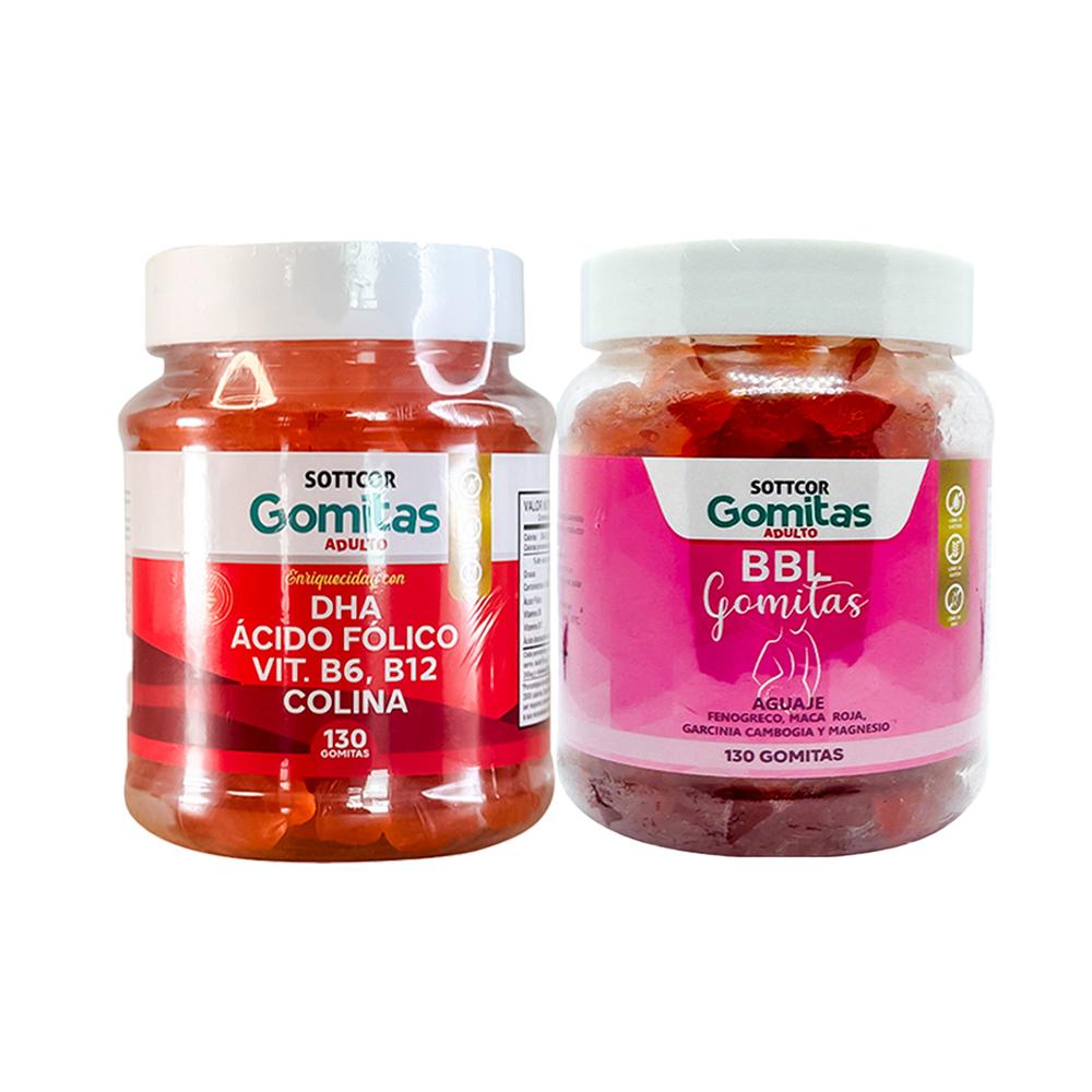 Gomitas con DHA Ácido Fólico + Gomitas Aguaje BBL Adultos