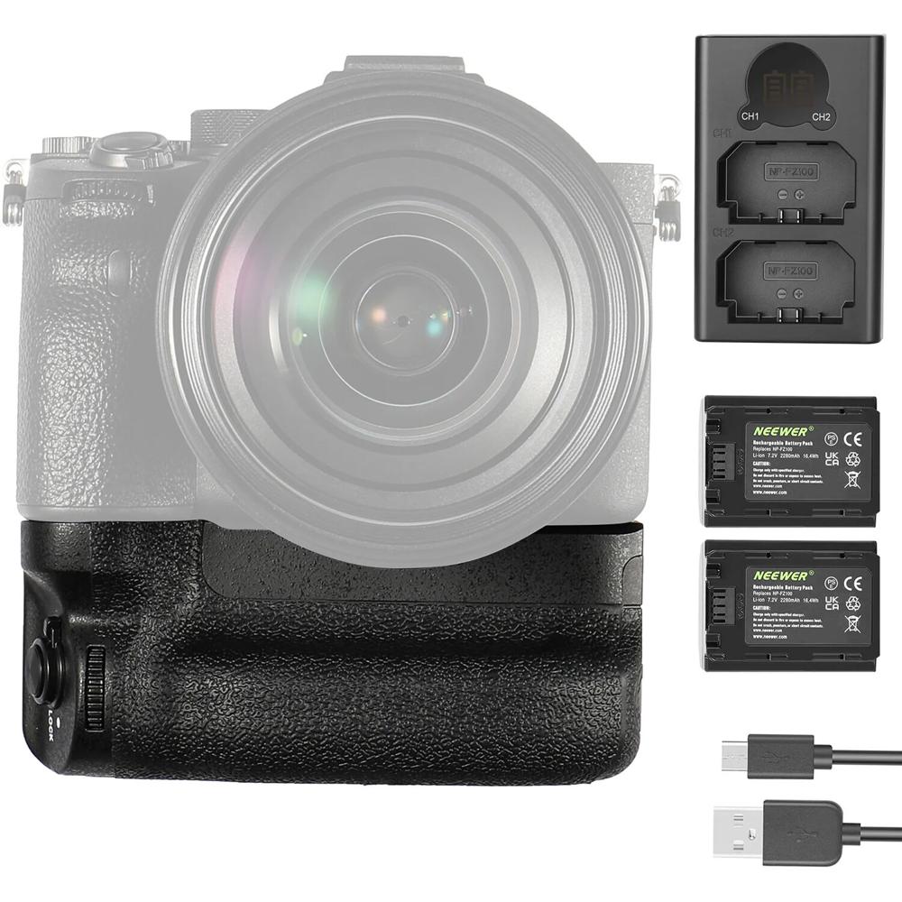 Neewer VG-C4EM Grip de Batería para Cámaras Sin Espejo Sony - Kit de Baterías y Cargador, Extiende e