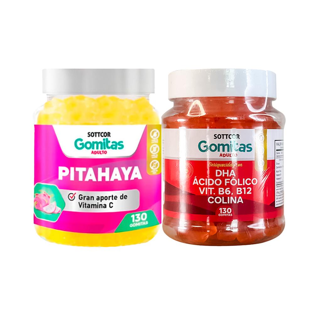 Gomitas Adulto Pitahaya + Gomitas con DHA Ácido Fólico
