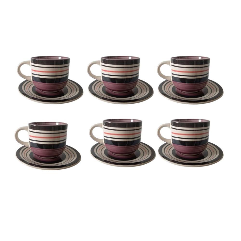 Tazas Aceitunadas de Losa con Platicos 6 Unidades