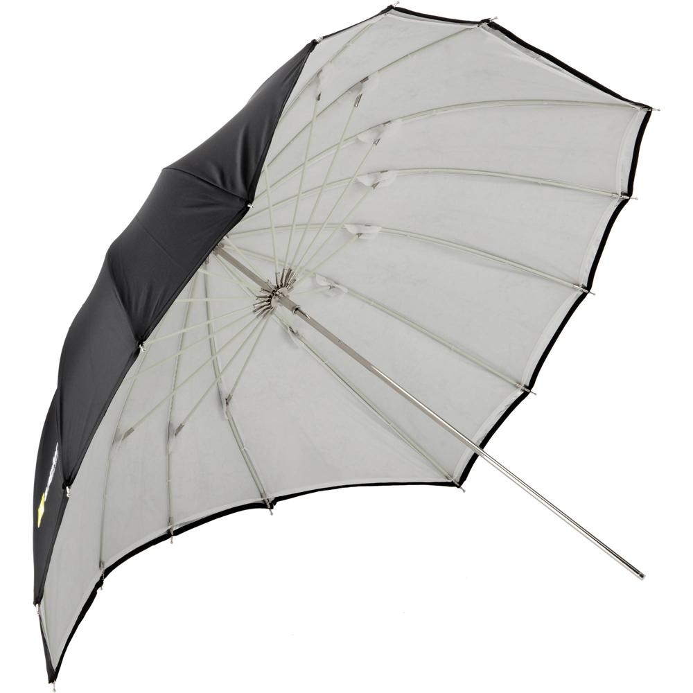 Paraguas Parabólico Angler ParaSail (Blanco con Respaldo Removible Negro/Plata, 45"") - Ideal para Es