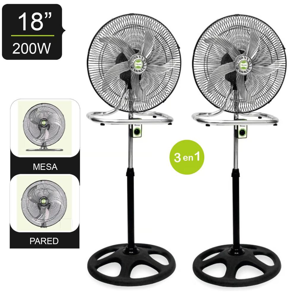 Ventilador Pedestal 3 en 1 De 18? 200 W BK-8218VI/NG Caja de 2U