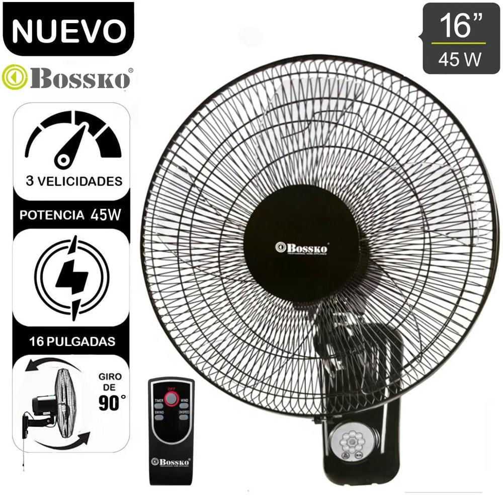Ventilador de Pared Bossko Con Control Remoto BK-8452PD