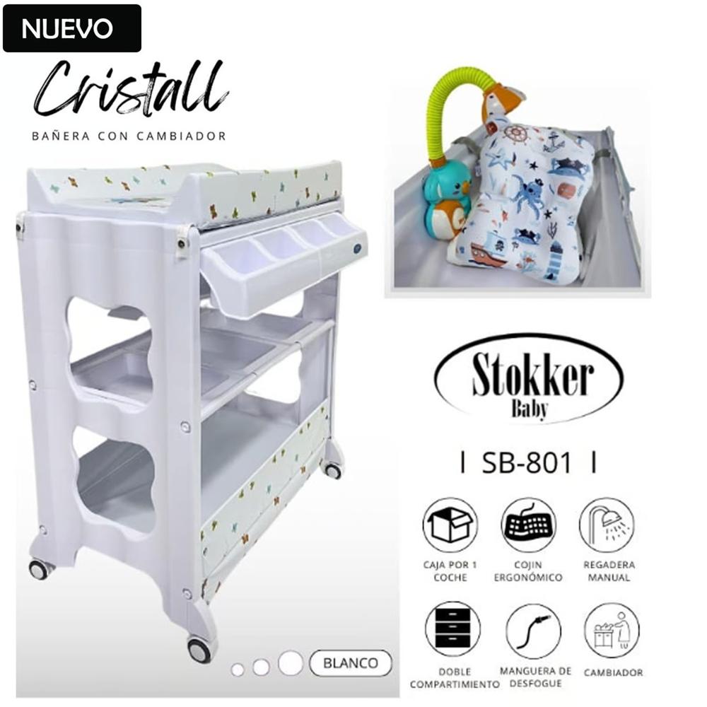 Bañera con Cambiador Cristall Stokker  baby Blanco