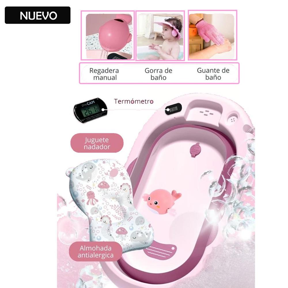 Tina Bañera Splash Con Termómetro Rosado