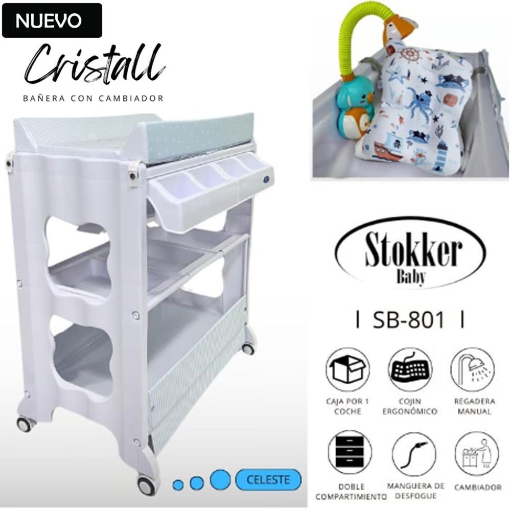 Bañera con Cambiador Cristall Stokker baby Celeste