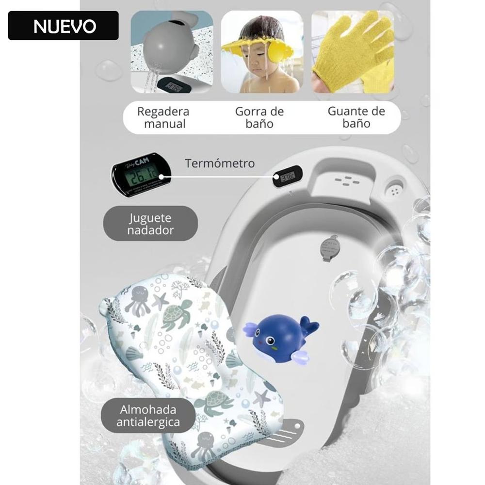 Tina Bañera Splash Con Termómetro Gris