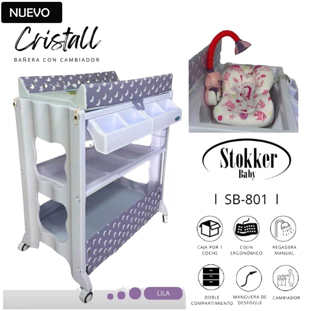 Bañera con Cambiador Cristall Stokker  baby Lila