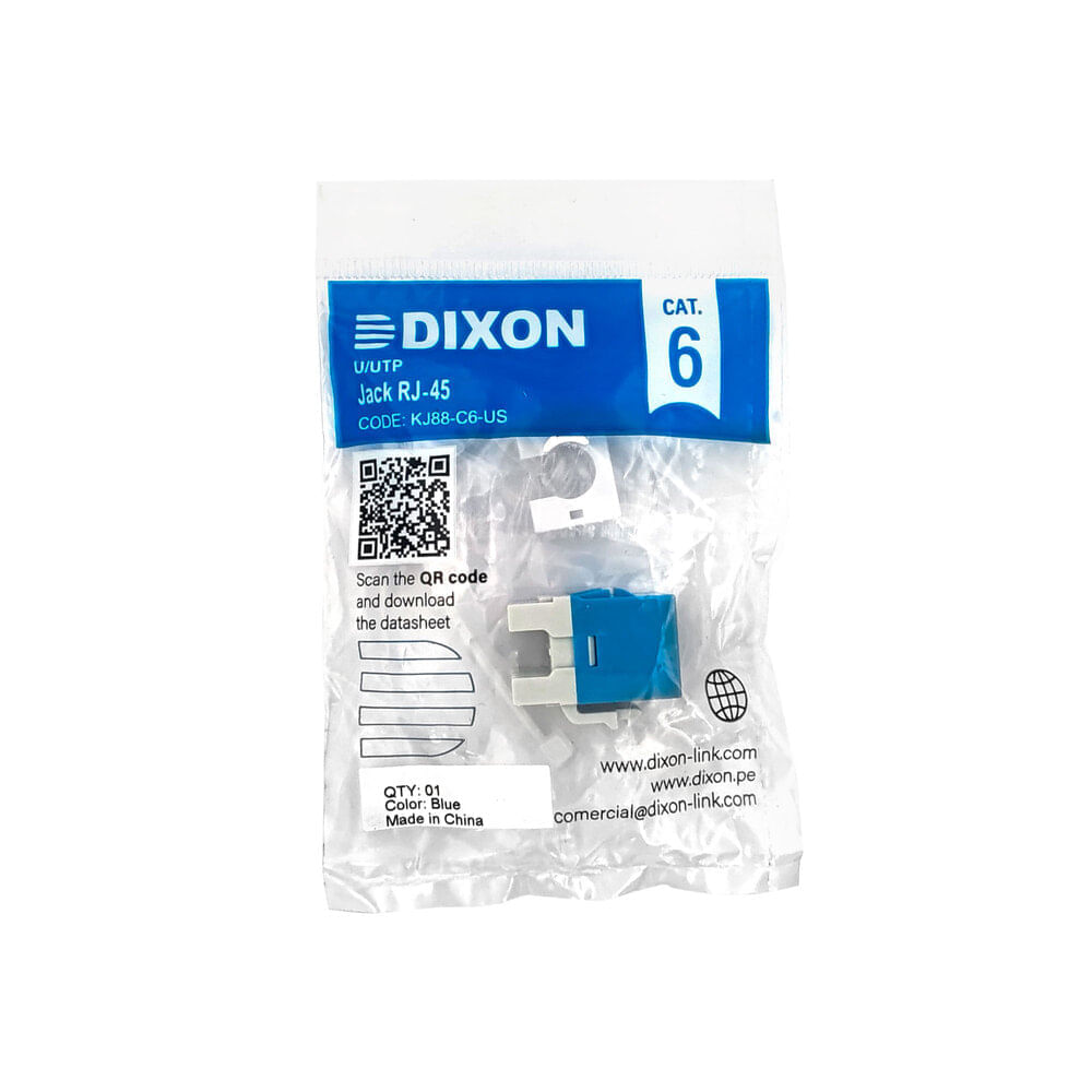 JACK RJ-45 DIXON CAT.6 CAL 22-26 AWG COLOR AZUL P/N: KJ88-C6-US/BL