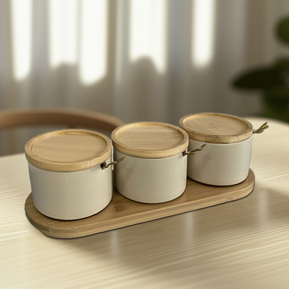 Set de 3 Bowls con Base Bambú Otoño Orange