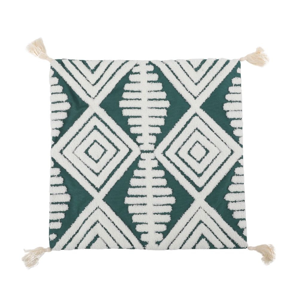 Funda Cojín Tejido Algodón Verde 45x45cm Otoño Orange