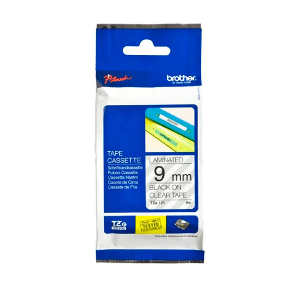 CINTA BROTHER TZE-121 3/8"" (9MM) NEGRO SOBRE TRANSPARENTE 8 METROS PT-P900W P/N: TZE121